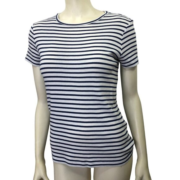 VINEYARD VINES striped dark navy/white pima cotton blend TEE SM - Picture 2 of 5